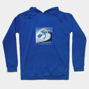 blue white wave design Hoodie